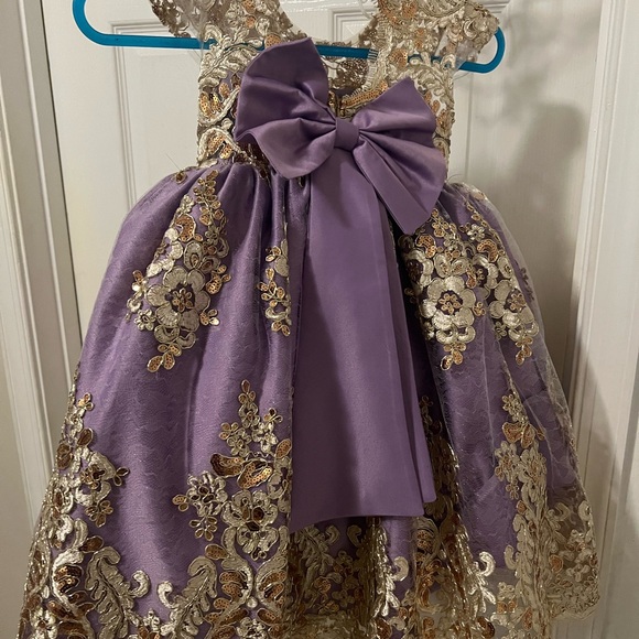 Elegant Purple and Gold Kids Dress